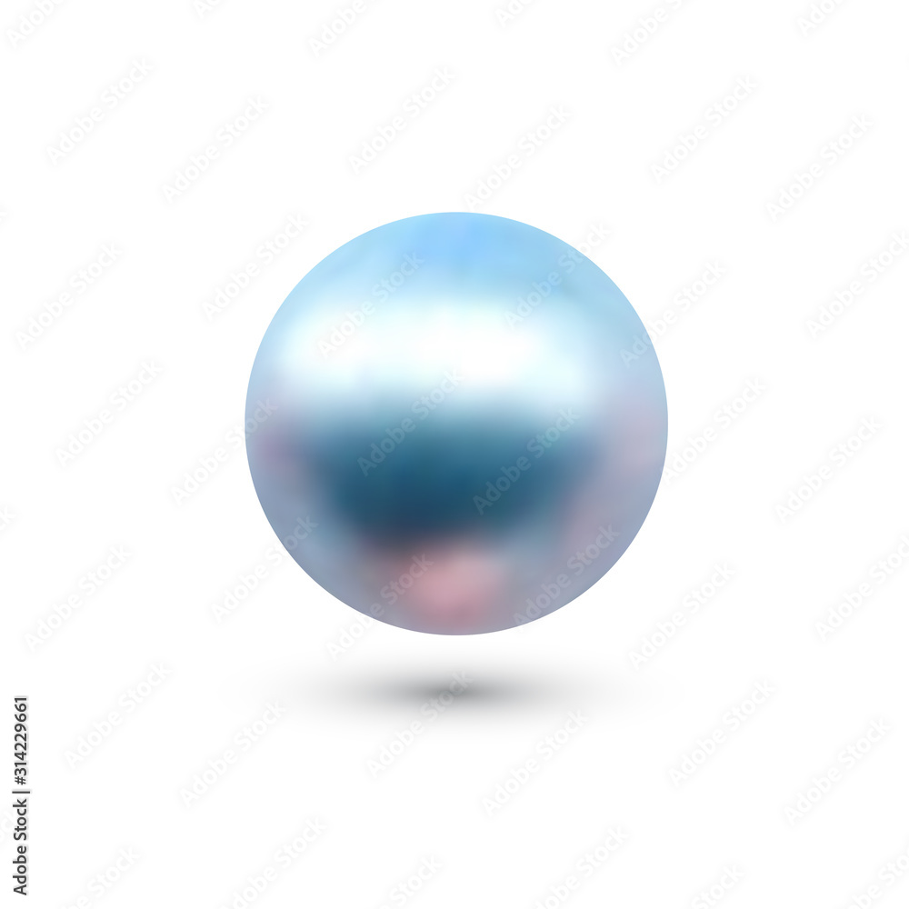 Vector illustration of single shiny natural blue sea oyster pearl with light effects isolated on white background. Beautiful 3D shining realistic pearl for luxury accessories. Vector illustration of single shiny natural blue sea oyster pearl with light effects isolated on white background. Beautiful 3D shining realistic pearl for luxury accessories.