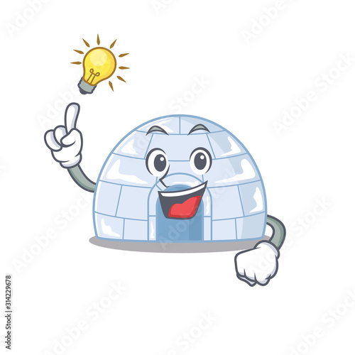 Have an idea gesture of igloo cartoon character design