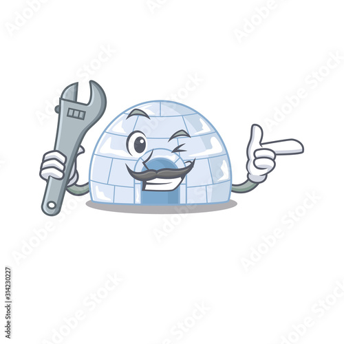 Smart Mechanic igloo cartoon character in design