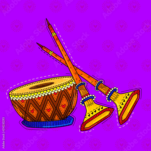 illustration of desi (indian) art style shehnai indian musical instrument. photo