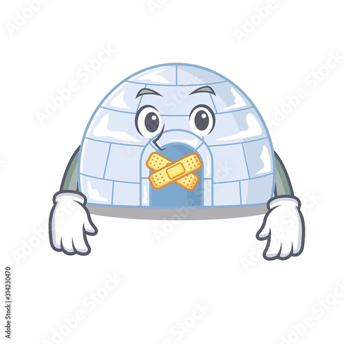 a silent gesture of igloo mascot cartoon character design