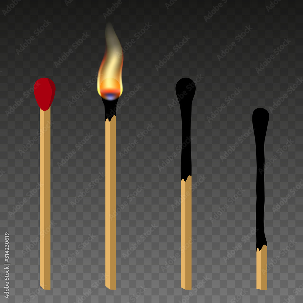 Burning match with fire Burning match with fire