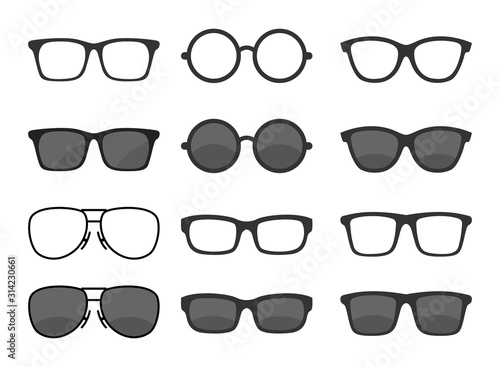 Vector glasses icons set