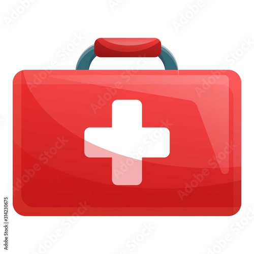 First aid kit icon. Cartoon of first aid kit vector icon for web design isolated on white background