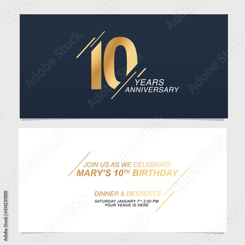 10 years anniversary invitation card vector illustration. Template design