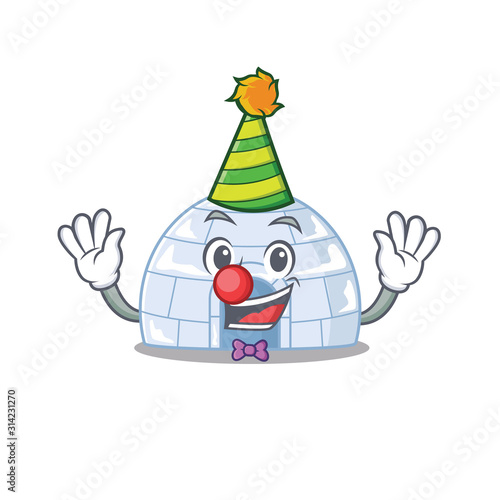 Funny Clown igloo cartoon character mascot design