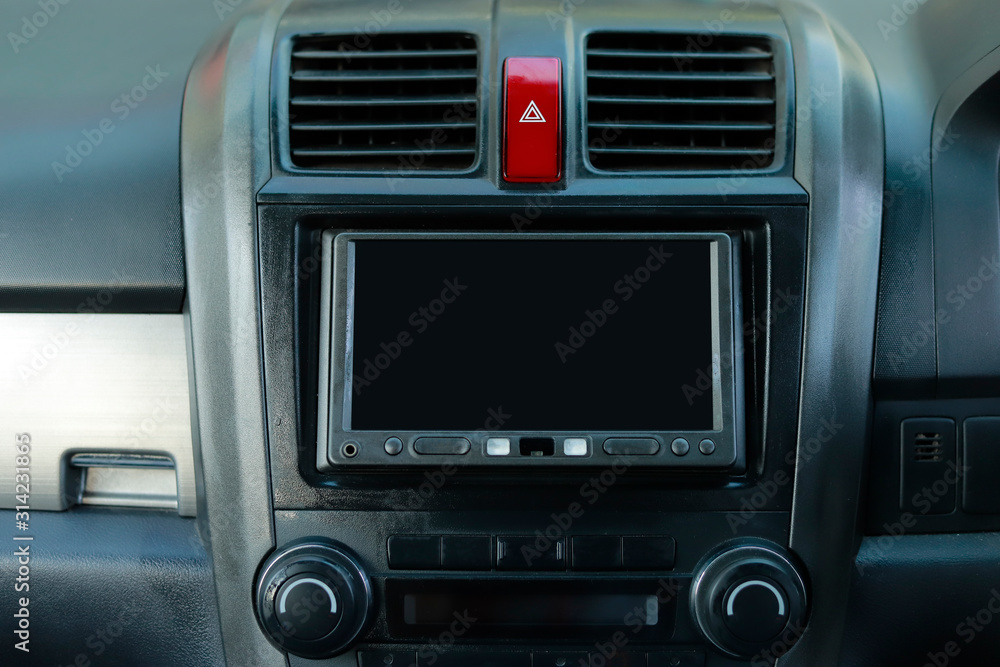 Car multimedia system, A built-in screen on a modern car. Car multimedia system, A built-in screen on a modern car.