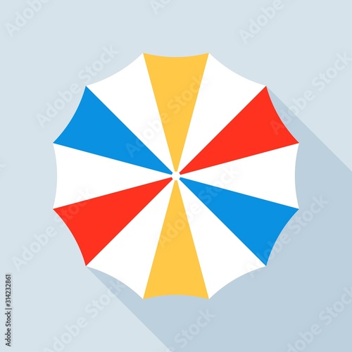 Beach umbrella vector illustration, flat style icon