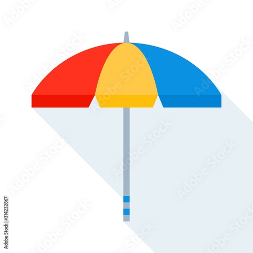Beach umbrella vector illustration, flat style icon