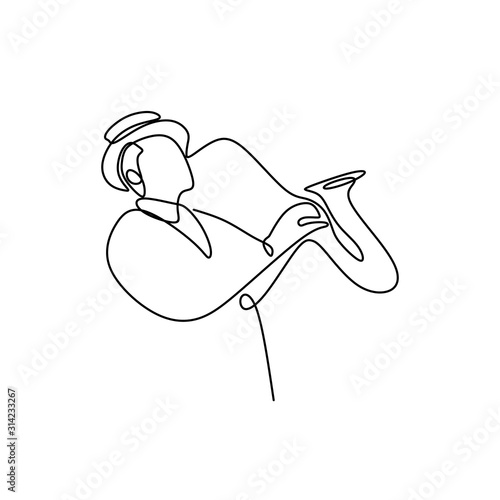 continuous line drawing of jazz music.