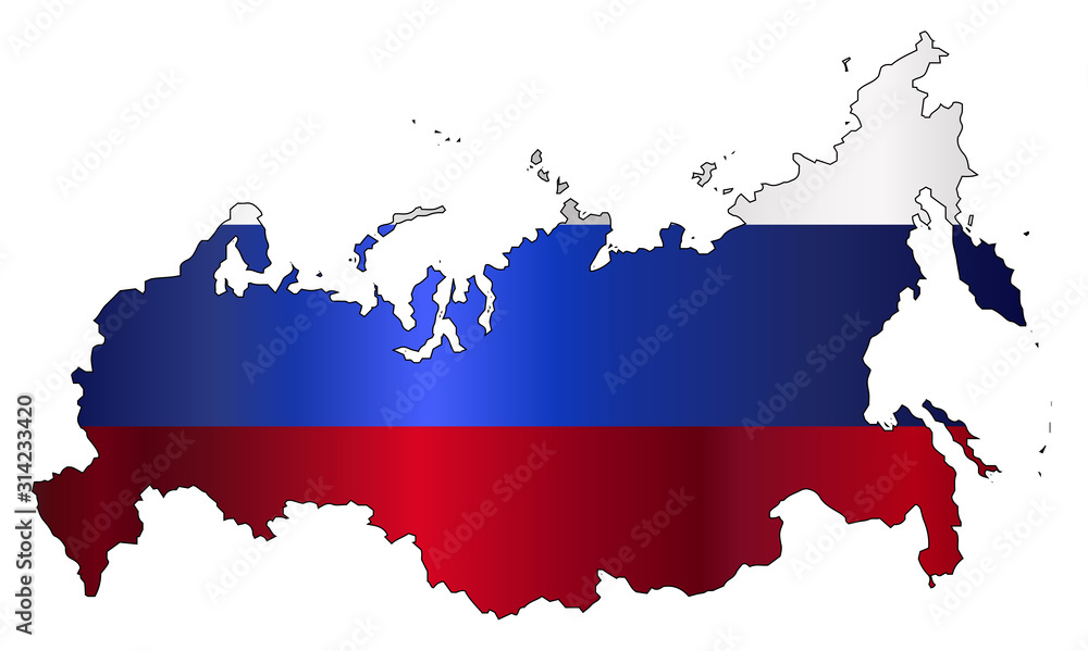 Fototapeta premium Russian Modern Flag Silhouette Map