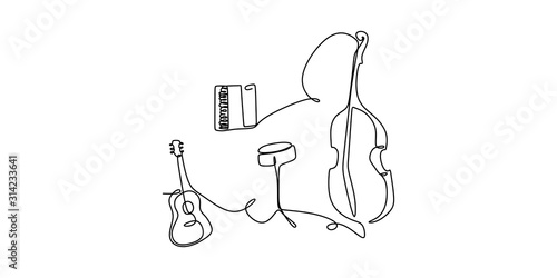 continuous line drawing of jazz music.