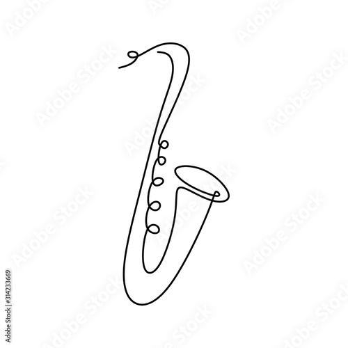 continuous line drawing of jazz music.