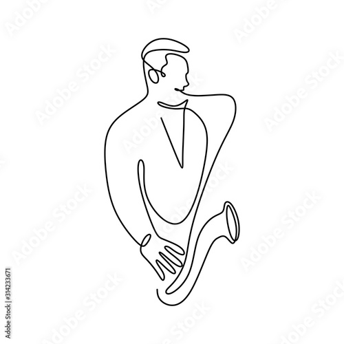 continuous line drawing of jazz music.