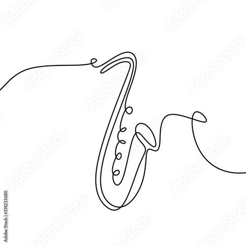 continuous line drawing of jazz music.
