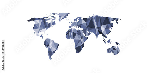 Vector polygonal world map. Low poly design.