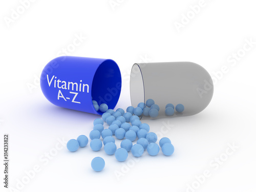 Open capsule with vitamin A-Z