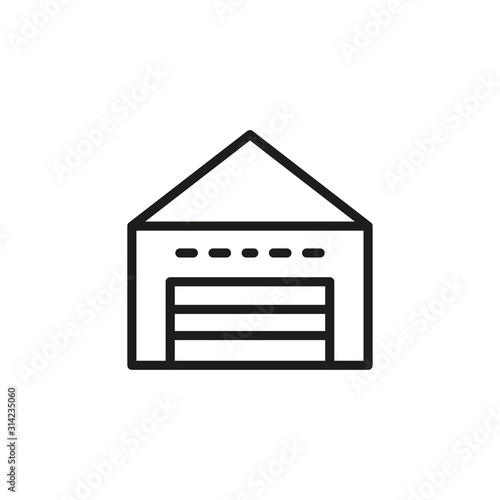 Simple warehouse line icon.