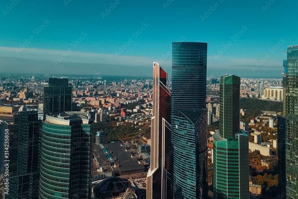 Obraz premium complex of skyscrapers Moscow City. Modern construction in Mosco