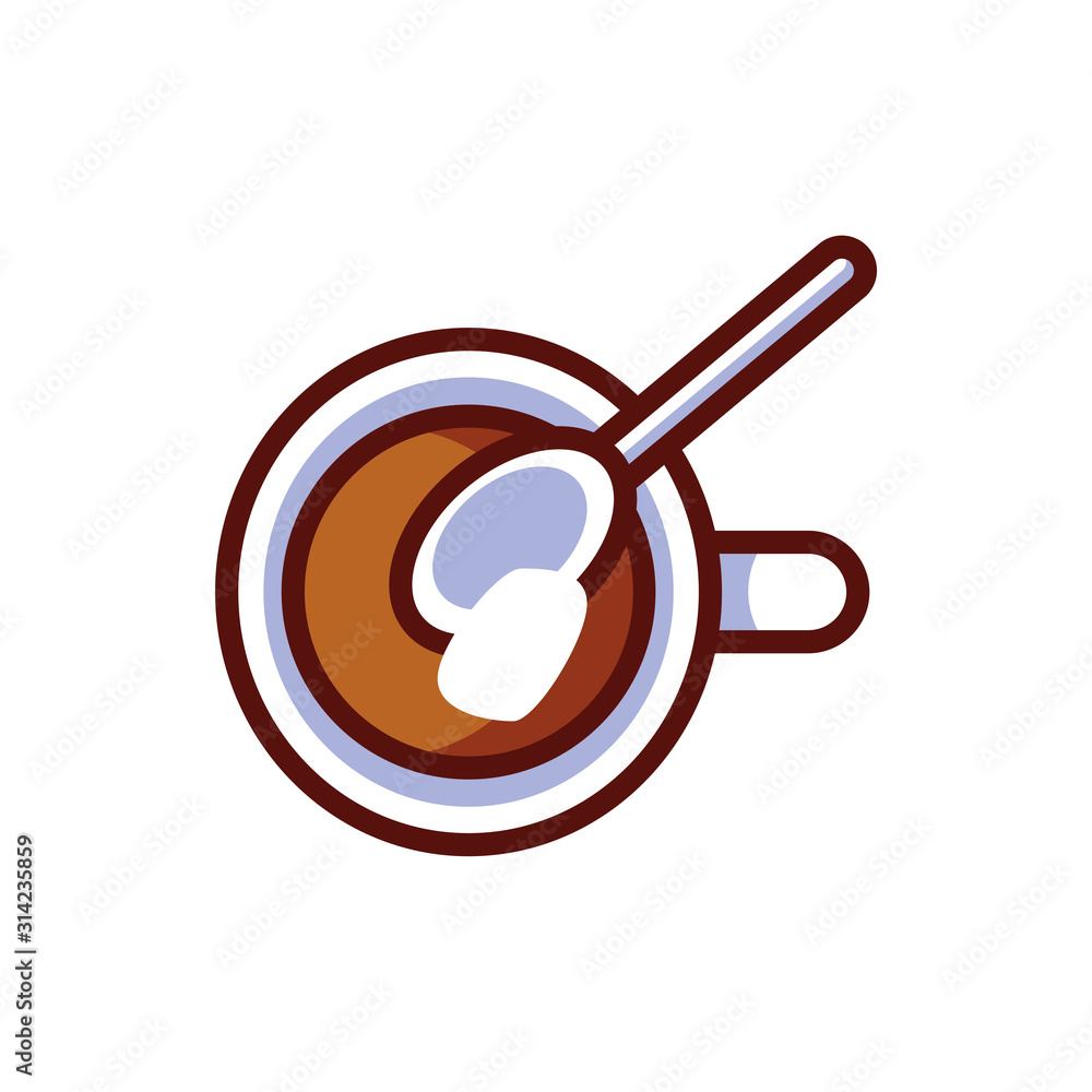 Isolated coffee cup and sugar with spoon vector design Isolated coffee cup and sugar with spoon vector design