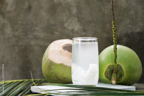 Coconut juice,Drink coconut water photo