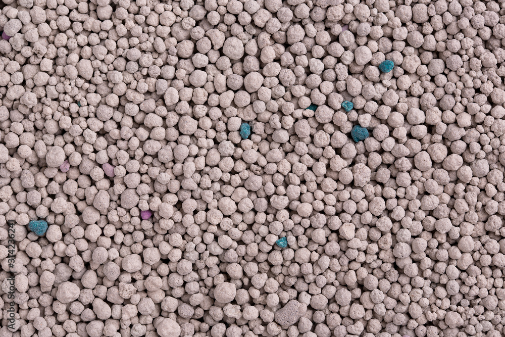 Cat litter in granules. Cat litter granules close up. The texture of