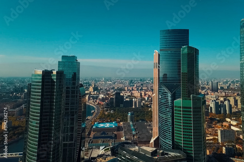 complex of skyscrapers Moscow City. Modern construction in Mosco