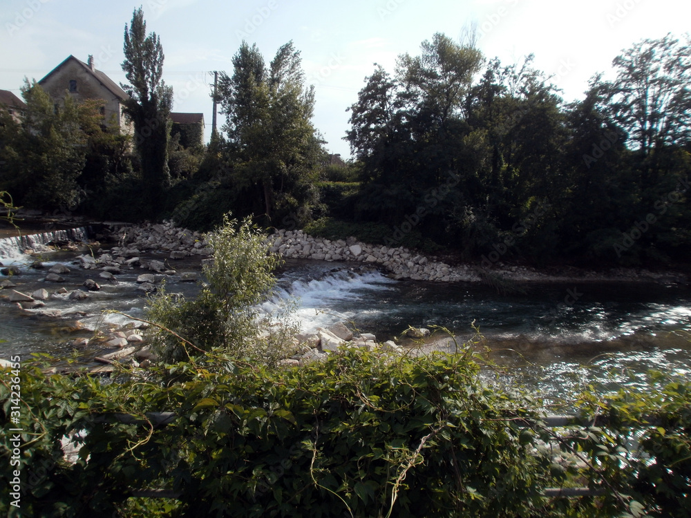 Focus on the river Le Guiers, in the village of Saint-Genix-sur-Guiers 