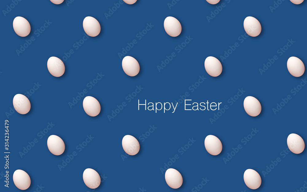 Happy easter decoration background, white eggs. Easter concept background