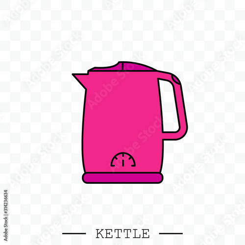 kettle icon color vector. Teapot logo. kettle electric color for app. Electric Kettle with handle icon isolated. Kettle in art style vector icon. kettle emblem, sign. Kettle color electric emblem