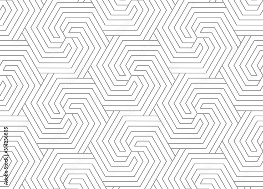 Obraz Abstract geometric pattern with stripes, lines. Seamless vector background. White and grey ornament. Simple lattice graphic design.