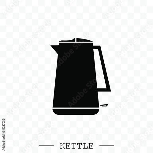kettle icon vector. Teapot logo black. kettle electric for app. Electric Kettle with handle icon isolated. Kettle in art style vector icon black. kettle emblem, sign. Kettle electric emblem black. 