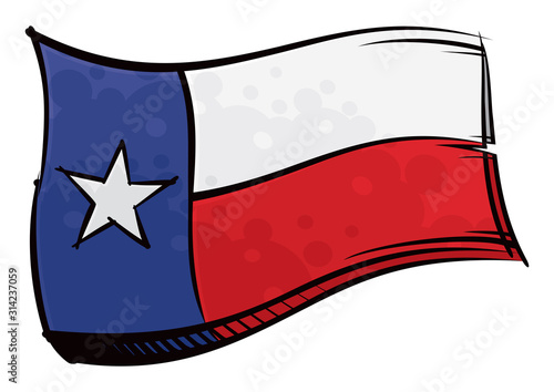 Painted Texas flag waving in wind