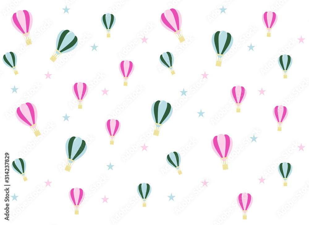 vector pattern with balloons (pink and blue)