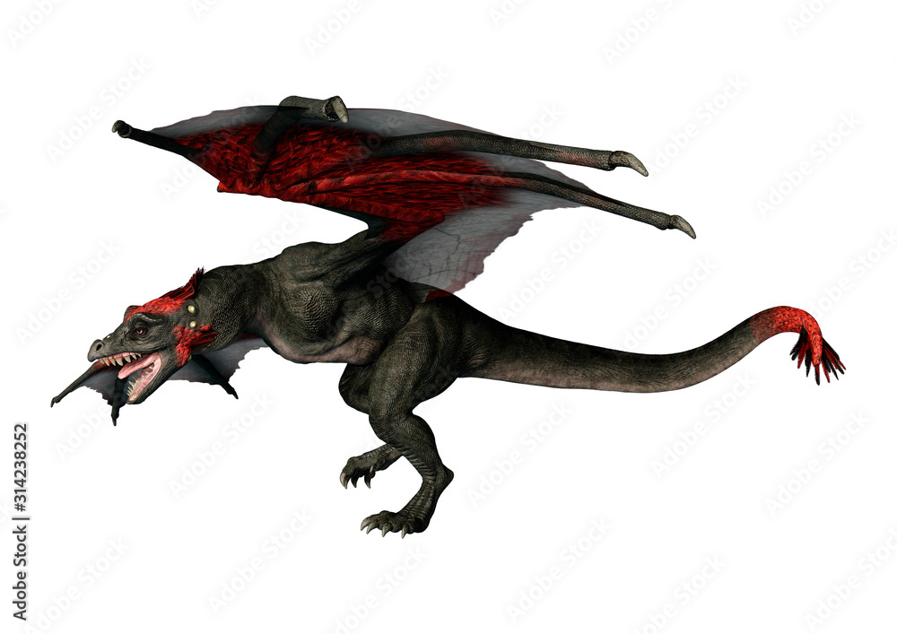 3D Rendering Fairy Tale Dragon on White 3D Rendering Fairy Tale Dragon on White