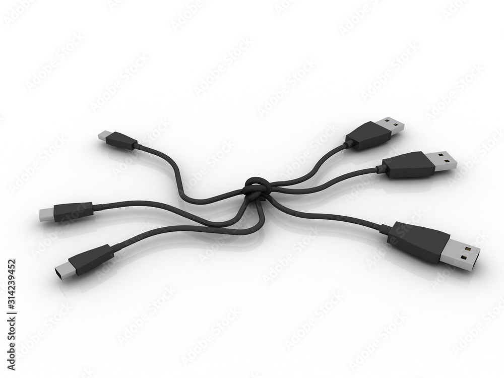 3d rendering USB cable 3d rendering USB cable