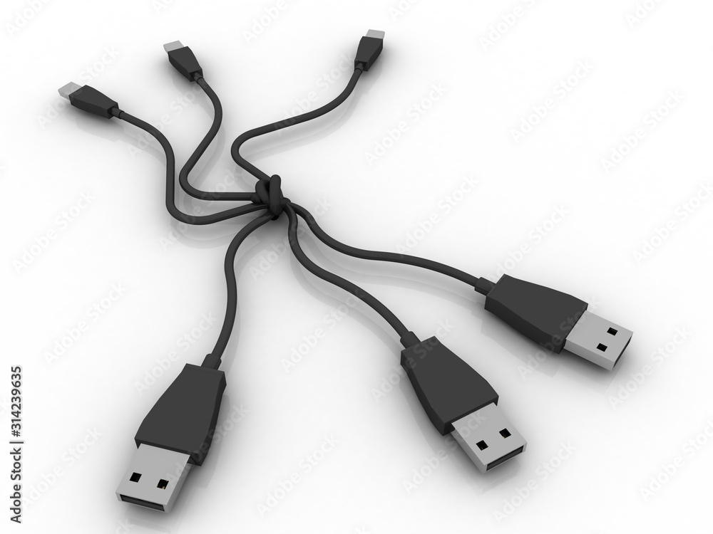 3d rendering USB cable 3d rendering USB cable