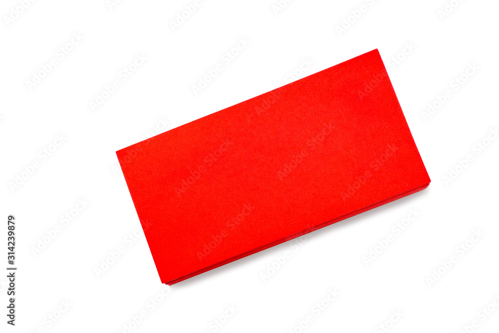 Stacked red empty envelopes on white background Stacked red empty envelopes on white background