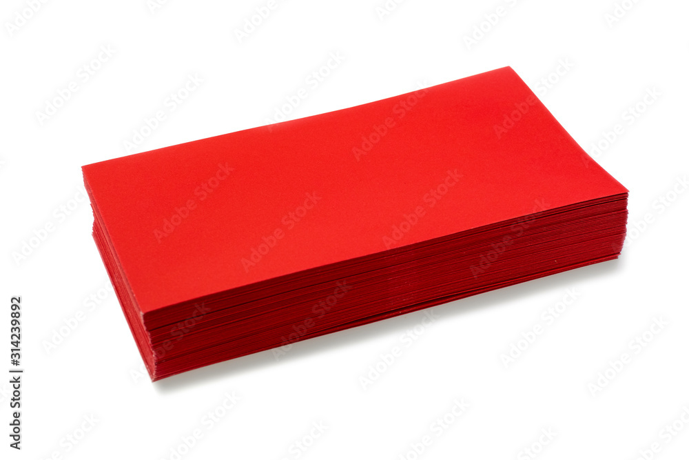 Stacked red empty envelopes on white background Stacked red empty envelopes on white background