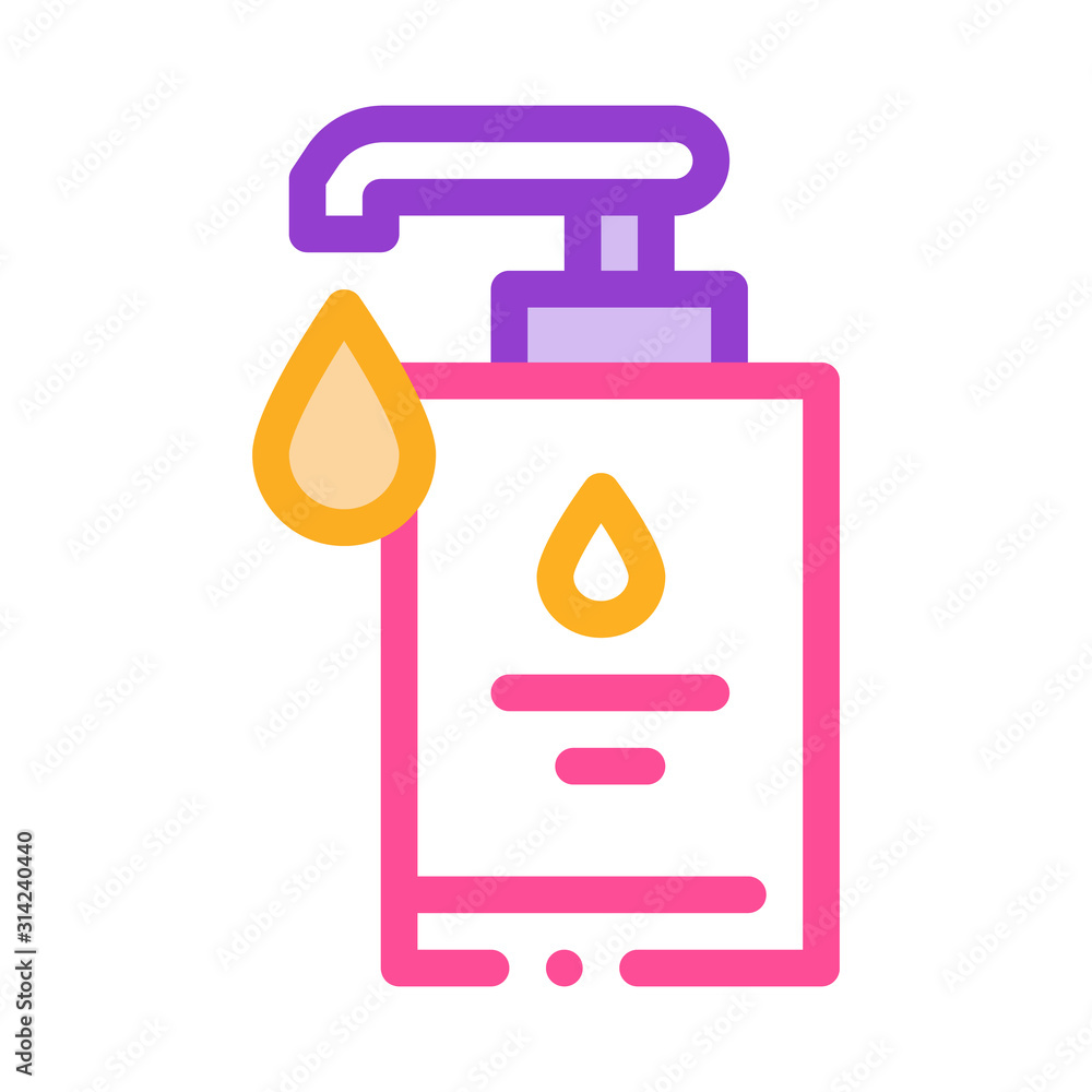 Fototapeta premium Hygiene Soap Bottle Icon Vector. Outline Man Strikethrough Mark Sign. Isolated Contour Symbol Illustration