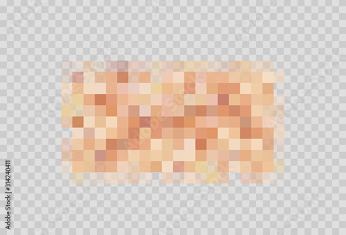 Censor blur effect texture isolated on transparent background. Blurry pixel color censorship element. Vector nude skin tone pattern. photo
