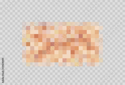 Censor blur effect texture isolated on transparent background. Blurry pixel color censorship element. Vector nude skin tone pattern.