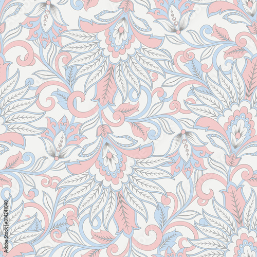 vintage flowers seamless pattern. Floral vector background © antalogiya