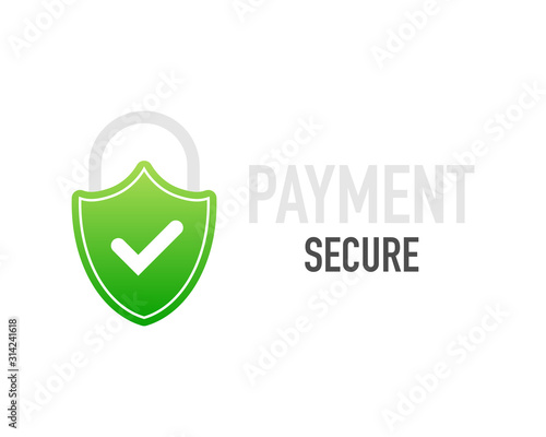Secure connection icon vector illustration isolated on white background, flat style secured ssl shield symbols, protected safe data encryption technology, https certificate privacy sign.