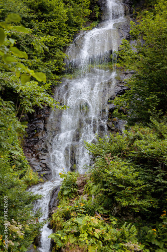 Beautiful waterfall among the mountains in Abkhazia