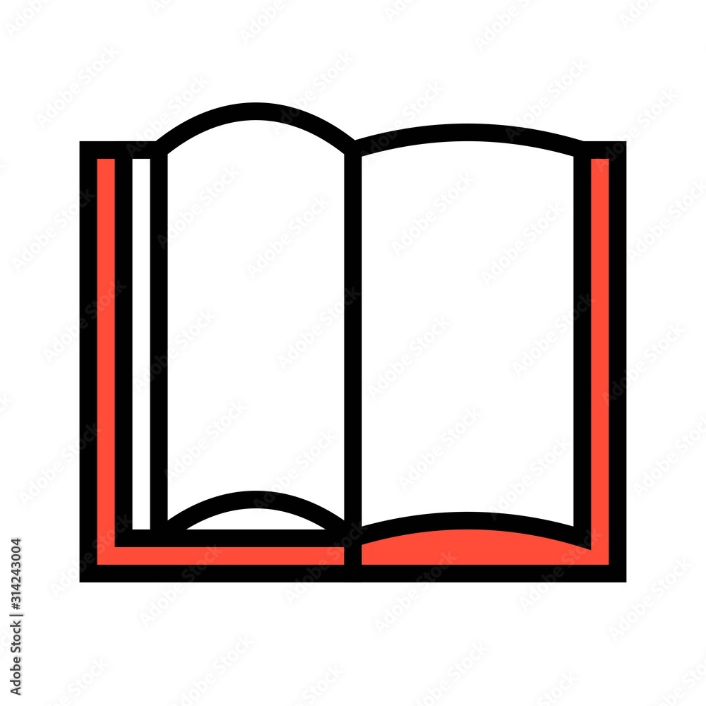 Open book vector illustration, filled style icon Open book vector illustration, filled style icon