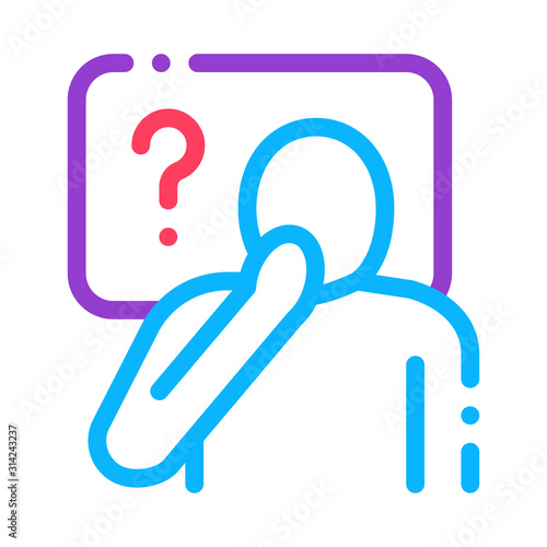 Man Question Mark Frame Icon Vector. Outline Man Question Mark Frame Sign. Isolated Contour Symbol Illustration