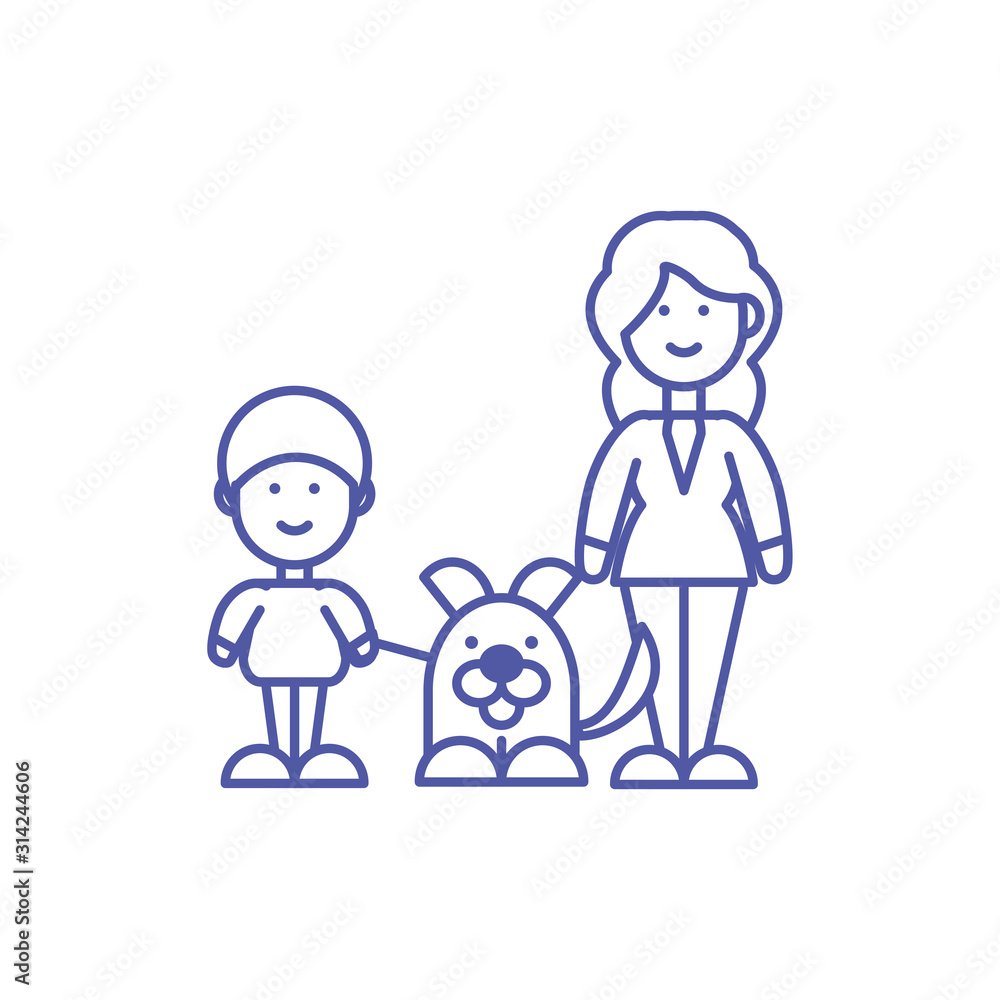 Mother son and dog vector design Mother son and dog vector design