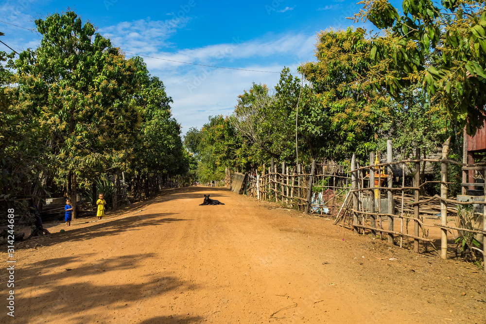 Beautiful Countryside trip in tropical rural district, Siem Reap, Cambodia