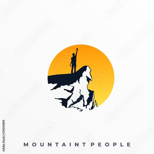 Land Scape Man And Sunset Illustration Vector Template